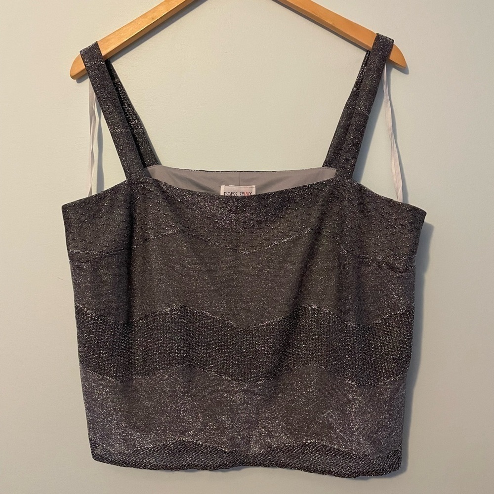 Dress Savvy Metallic Silver Blouse Large